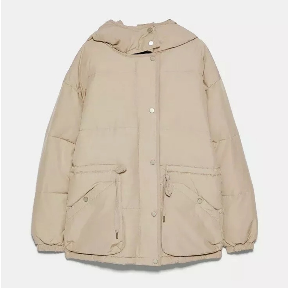 ZARA CAMEL DOWN JACKET WITH POCKETS - BNWT SZ M